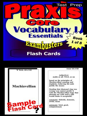 cover image of PRAXIS Core Test Prep Essential Vocabulary 1 Review—Exambusters Flash Cards—Workbook 1 of 8
